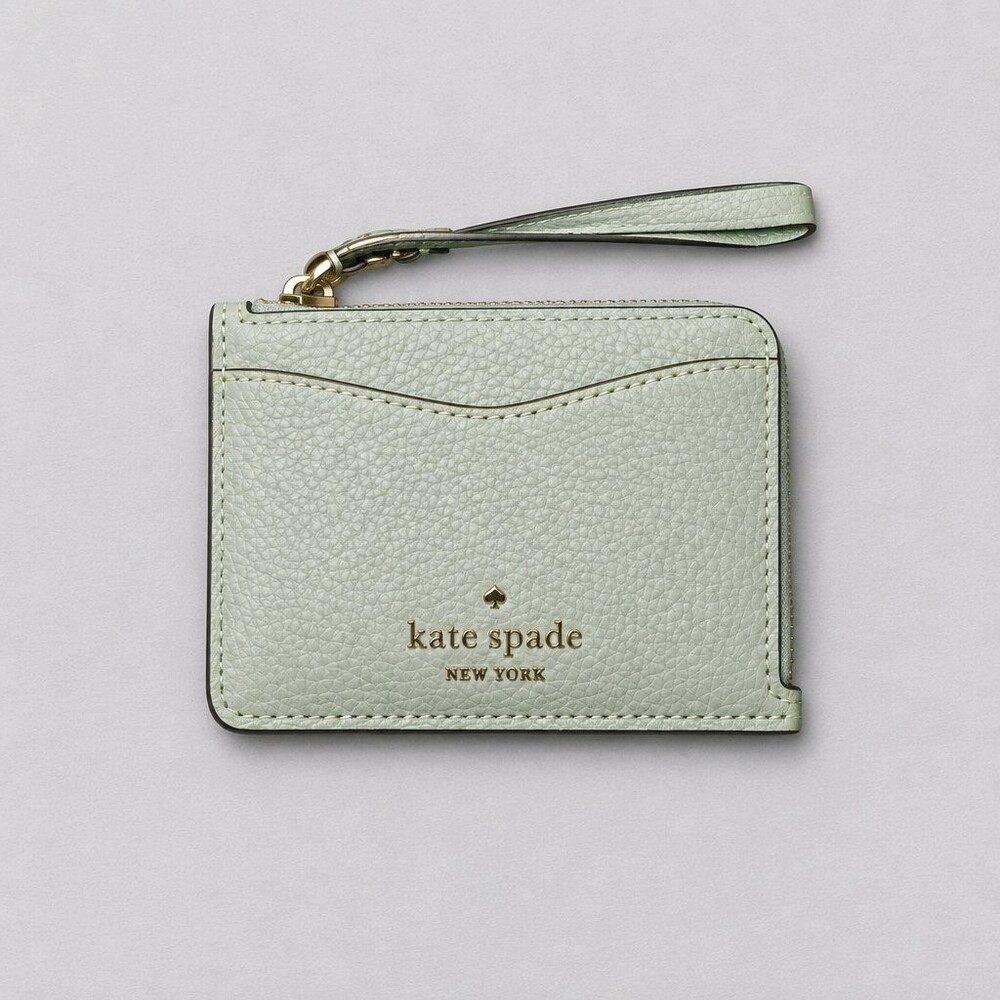Kate Spade Wristlet Light Mint Pebbled Leather Card Holder Wallet